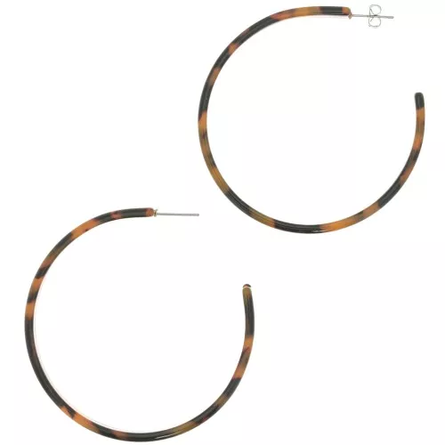 Orecchini a cerchio in acetato di cellulosa 62 mm - Tartaruga - Marrone - Nero x2