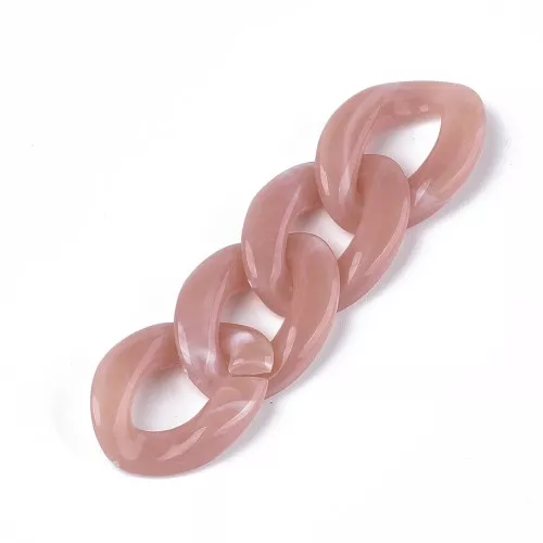Maglia ovale ritorta in acrilico 29x21 mm - Rosa antico marmorizzato - Bianco x1