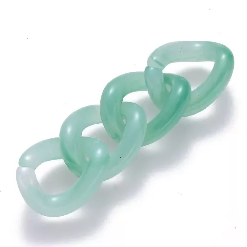 Maglia acrilica ovale ritorta 16x13 mm - Verde marmorizzato - Bianco x1