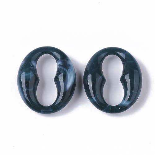 Maglia ovale chicco di caffè 31x26 mm - Blu petrolio marmorizzato - Bianco x1