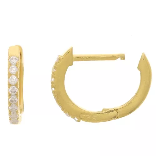 Monachelle creole 11 mm con Ossido di zirconio - Argento 925 dorato - Cristallo x2