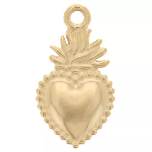 Pendente a forma di cuore Ex-Voto 18,5 x 10,5 mm - Acciaio inossidabile 316 Dorato x1