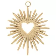 Pendente Sole con cuore scavato 23x18 mm - Acciaio inoss. 316L dorato x1
