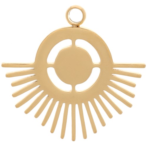 Pendente etnico 16x17 mm per cabochon 4 mm - Acciaio inossidabile 316L Dorato x1