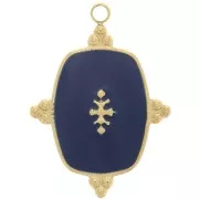 Pendent rettangolo 23x17 mm con resina -Acciaio inossidabile 316L dorato Blu scuro