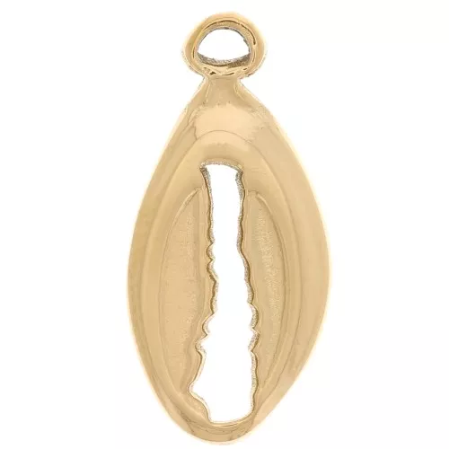 Ciondolo a conchiglia 17x8 mm - Acciaio inossidabile 304L Gold x1