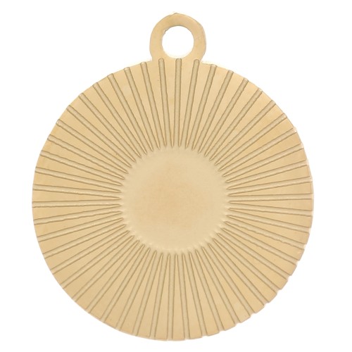 Ciondolo tondo strito 12mm per cabochon da 4mm-Acciaio inossidabile 316L dorato x1