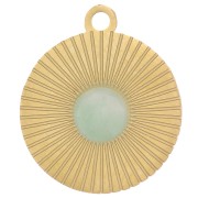 Ciondolo tondo strito 12mm per cabochon da 4mm-Acciaio inossidabile 316L dorato x1