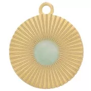 Ciondolo tondo strito 12mm per cabochon da 4mm-Acciaio inossidabile 316L dorato x1