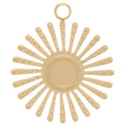Ciondolo forma di sole 14mm per cabochon da 4mm - Acciaio inoss.316L dorato x1