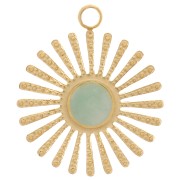 Ciondolo forma di sole 14mm per cabochon da 4mm - Acciaio inoss.316L dorato x1