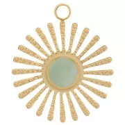 Ciondolo forma di sole 14mm per cabochon da 4mm - Acciaio inoss.316L dorato x1