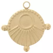 Ciondolo rotondo da 16,3 mm per cabochon da 4 mm - Acciaio inossidabile 304, Dorato x1