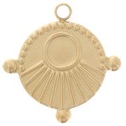 Ciondolo rotondo lavorato 16mm per cabochon 4mm acciaio inossidabile 316L doratox1