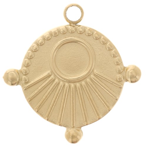 Ciondolo rotondo da 16,3 mm per cabochon da 4 mm - Acciaio inossidabile 304, Dorato x1