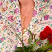 Ciondolo rotondo da 16,3 mm per cabochon da 4 mm - Acciaio inossidabile 304, Dorato x1