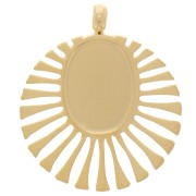 Ciondolo rotondo 14 mm per cabochon 8x6 mm - acciaio inossidabile 316L dorato x1