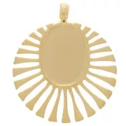 Ciondolo rotondo da 14 mm per cabochon da 8x6 mm - Acciaio inossidabile 304 Dorato x1