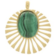 Ciondolo rotondo da 14 mm per cabochon da 8x6 mm - Acciaio inossidabile 304 Dorato x1