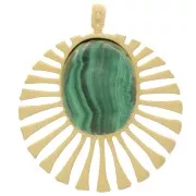 Ciondolo rotondo da 14 mm per cabochon da 8x6 mm - Acciaio inossidabile 304 Dorato x1