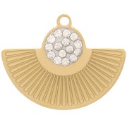 Ciondolo etnico 13x16 mm con resina e Ossido di zirconio -Acciaio inossidabile 316L dorato x1