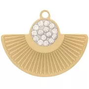 Ciondolo etnico 13x16 mm con resina e Ossido di zirconio -Acciaio inossidabile 316L dorato x1