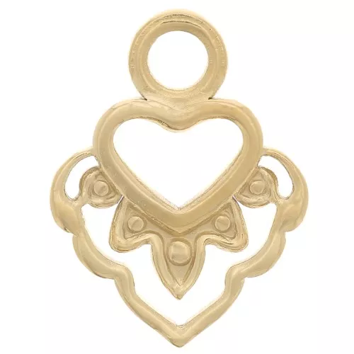 Ciondolo forma di cuore scavato 17x13 mm - Acciaio inossidabile 316L dorato x1