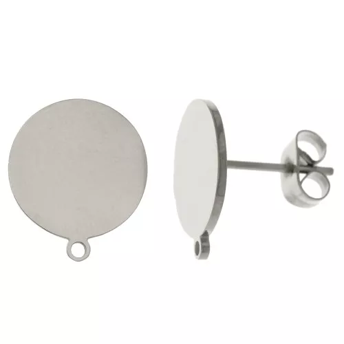 Orecchini a disco da 12 mm con anello - acciaio inox 304 x2