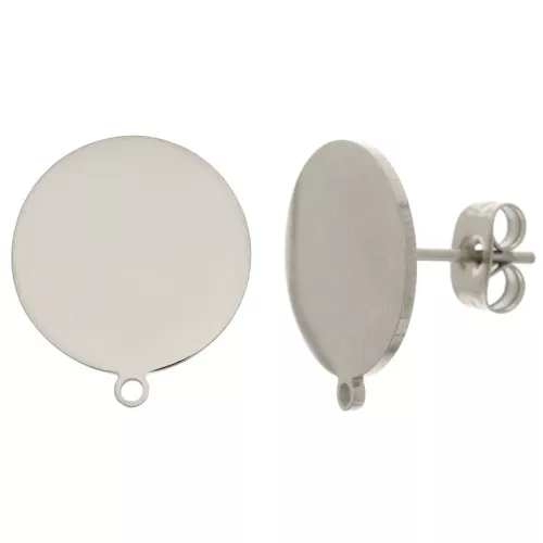 Orecchini a disco da 14 mm con anello - acciaio inox 304 x2