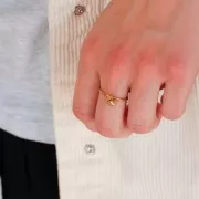 Anello sottile con anello chiuso - Misura 57 - Acciaio inox 304 oro