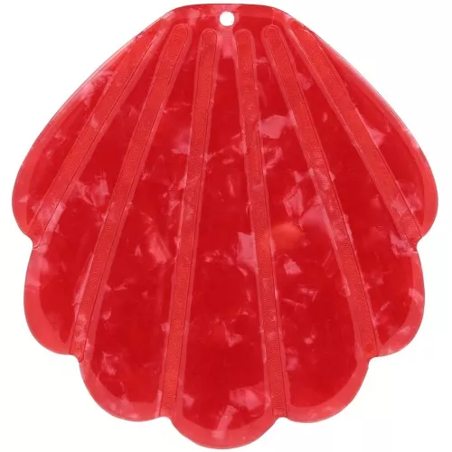 Pendente conchiglia in acetato 45x43 mm - rossa perlato x1