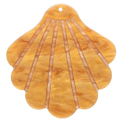 Pendente conchiglia in acetato 45x43 mm -ocra perlato x1