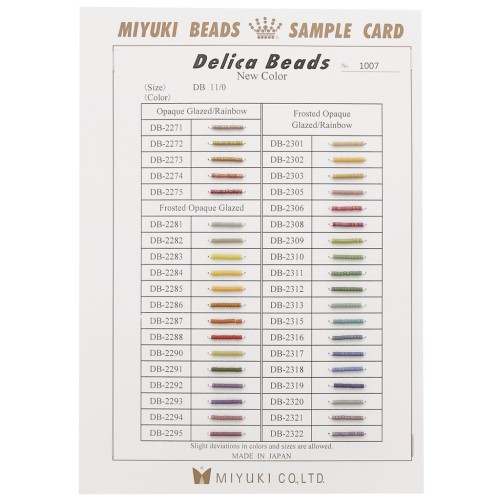 Miyuki Delica 11/0 (DB) - Campionario (n°1007) - Opaque & Frosted Glazed