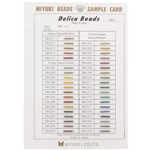Miyuki Delica 11/0 (DB) - Campionario (n°1007) - Opaque & Frosted Glazed