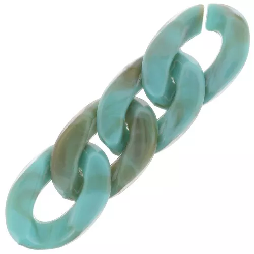 Collegamento ovale ritorta in plastica 24x17mm -Turchese marmorizzato - Marrone x1