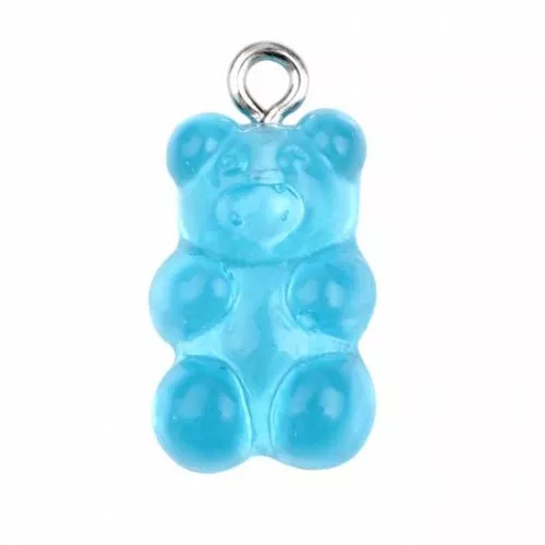 Pendente a forma di orso in acrilico 21x11 mm - Blu trasparente x1