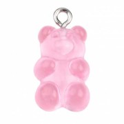 Pendente a forma di orso in acrilico 21x11 mm - Rosa chiaro trasparente x1|raw }}