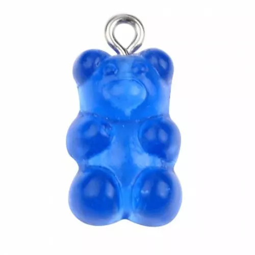 Pendente a forma di orso in acrilico 21x11 mm - Blu scuro trasparente x1