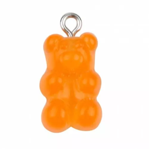 Pendente a forma di orso in acrilico 21x11 mm - Arancione fluorescente x1