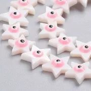 Perla stella di madreperla 11x12mm con motivo a occhio - naturale - rosa x1
