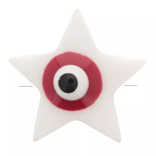 Perla stella di madreperla 11x12mm con motivo a occhio - Naturale - Rossa x1