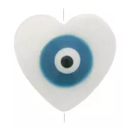 Perla cuore in madreperla 12x13 mm motivo occhio - Naturale - Blu x1