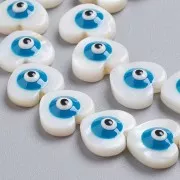 Perla cuore in madreperla 12x13 mm motivo occhio - Naturale - Blu x1