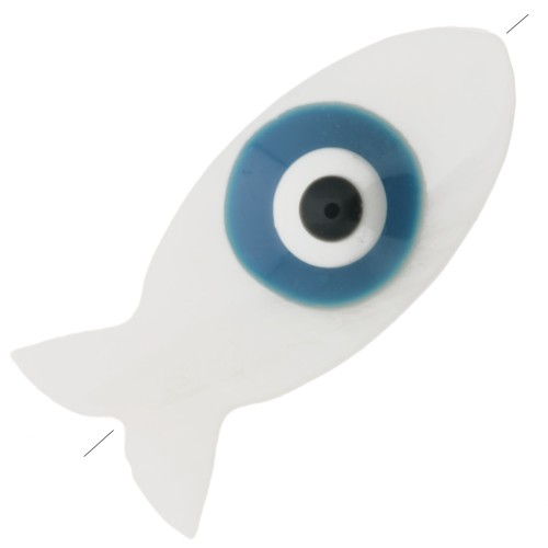 Perla pesce di madreperla 16x8 mm con motivo occhio - Naturale - Blu x1