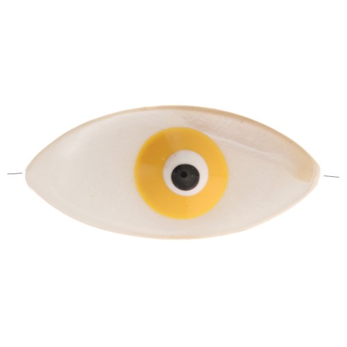 Perlina occhio di madreperla 17x8 mm - Naturale - Giallo x1