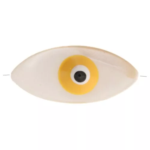 Perlina occhio di madreperla 17x8 mm - Naturale - Giallo x1