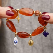 Perlina occhio di madreperla 17x8 mm - Naturale - Giallo x1