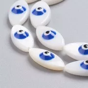 Perlina occhio di madreperla 17x8 mm - naturale - blu scuro x1