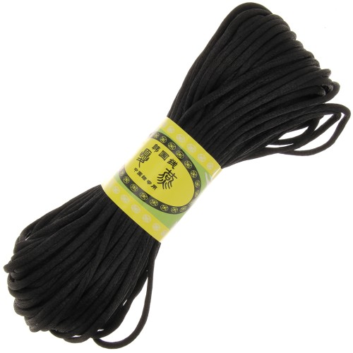 Cordoncino coda di topo in poliestere 2 mm - Nero x20m