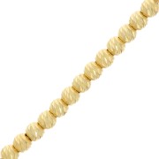 Perla rotonda striata con effetto diamantato dorato da 2 mm - Argento 925 dorato x50